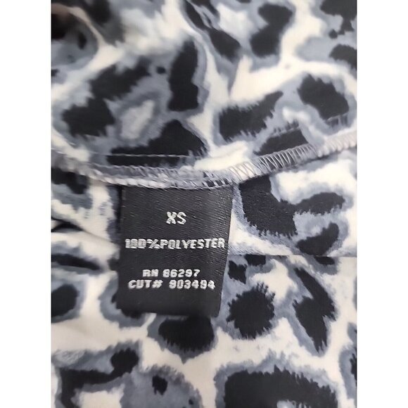 BCBGMaxAzria Black & Cream Animal Print Long Sleeve Button Down Blouse Top XS - Picture 8 of 8